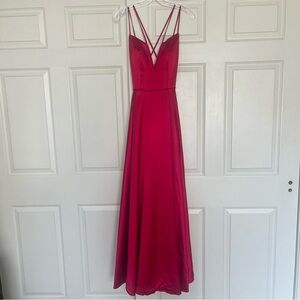 JVN by Jovani Red Satin Prom Formal Cocktail Dress
